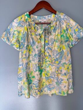 Current Air Multicolor Floral Print Top | Size Small